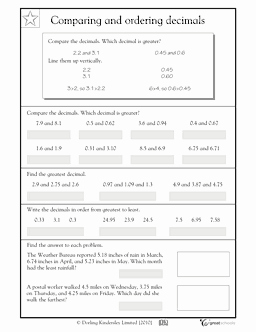 Comparing Fractions and Decimals Worksheet Best Of Paring and ordering Decimals Worksheets &amp; Activities