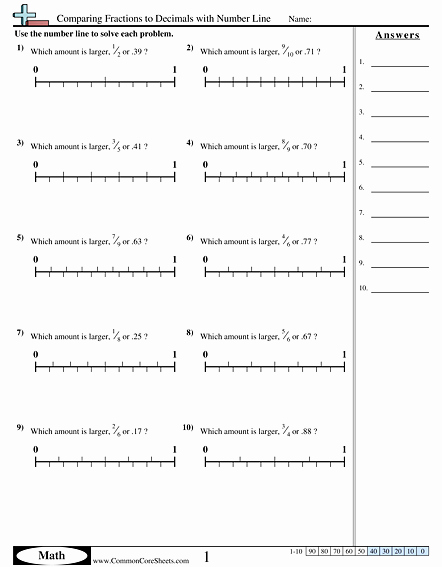 Comparing Fractions and Decimals Worksheet Elegant Fraction Worksheets