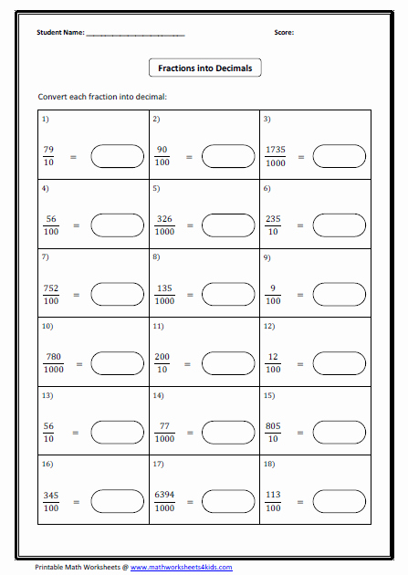 Comparing Fractions and Decimals Worksheet Lovely Convert Between Fraction Decimal and Percent Worksheets