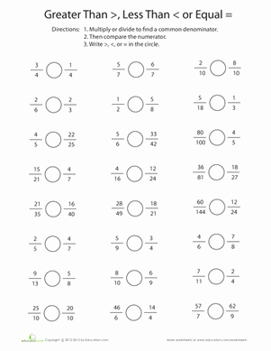 Comparing Fractions and Decimals Worksheet Unique Greater Than or Less Than Paring Fractions