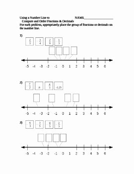 Comparing Rational Numbers Worksheet Luxury Using A Number Line to Pare Rational Numbers 6th Grade