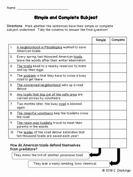 Complete Subject and Predicate Worksheet Luxury Simple and Plete Subject &amp; Simple and Plete