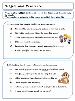Complete Subject and Predicate Worksheet New Grade 5 Subject and Predicate Worksheets by Teach to Love