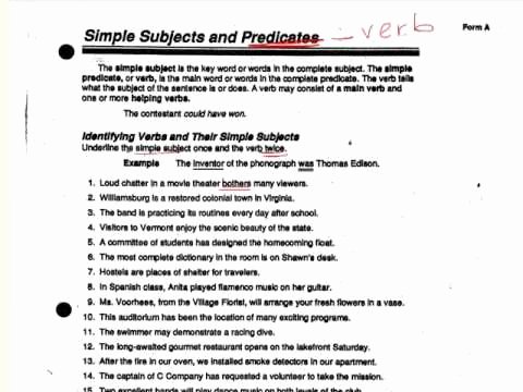 Complete Subject and Predicate Worksheet Unique Simple Subject and Predicate Worksheet 1
