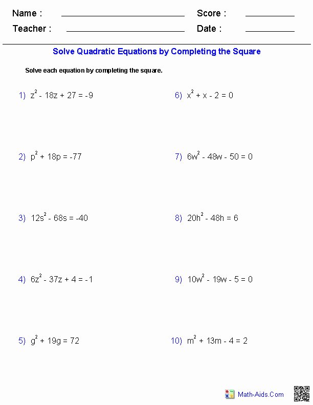 Complete the Square Worksheet Beautiful Pleting the Square Worksheet