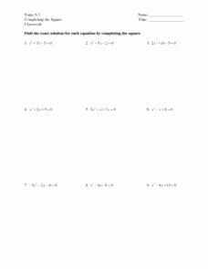 Complete the Square Worksheet Luxury topic 6 3 Pleting the Square Worksheet for 7th 9th