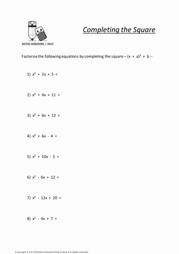 Completing the Square Worksheet Best Of Higher Tier A to A Maths topic Worksheets by Claire1580