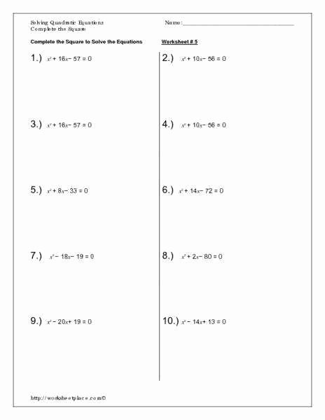 Completing the Square Worksheet Best Of Pleting the Square Worksheet