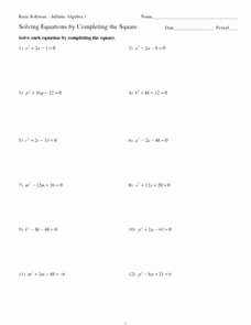 Completing the Square Worksheet Best Of solving Equations by Pleting the Square Worksheet for