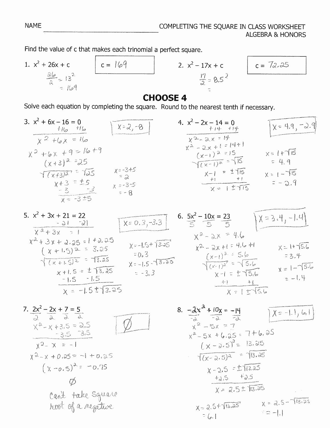 Completing the Square Worksheet Elegant solve Quadratic Equations by Pleting the Square Maze