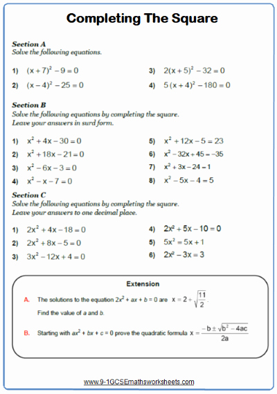 Completing the Square Worksheet Inspirational Pin On Kata