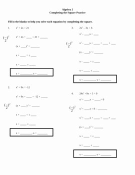 Completing the Square Worksheet Inspirational Pleting the Square Worksheet by Lexie