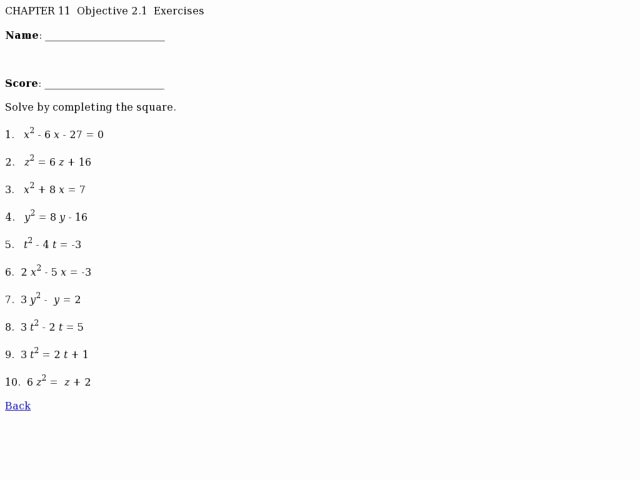 Completing the Square Worksheet Lovely Pleting the Square Lesson Plans &amp; Worksheets