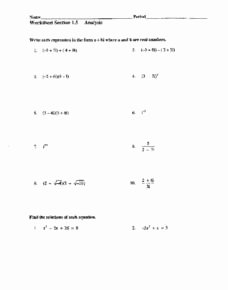 Complex Numbers Worksheet Answers Best Of Worksheet Section 1 5 Analysis Real and Imaginary Numbers
