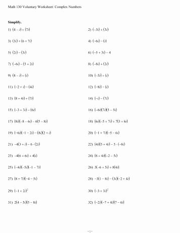 Complex Numbers Worksheet Pdf Beautiful Algebra 2 Trig Honors Worksheet 8 4b
