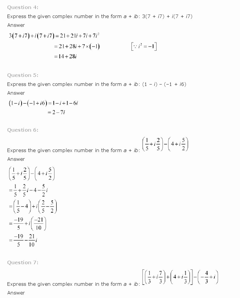 Complex Numbers Worksheet Pdf Beautiful Ncert solutions for Class 11 Maths Chapter 5 – Plex