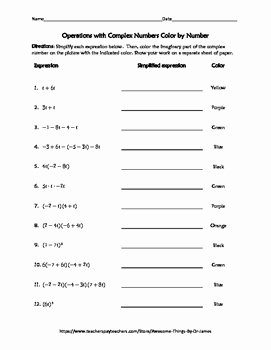 Complex Numbers Worksheet Pdf Fresh Operations with Plex Numbers Color by Number by Awesome
