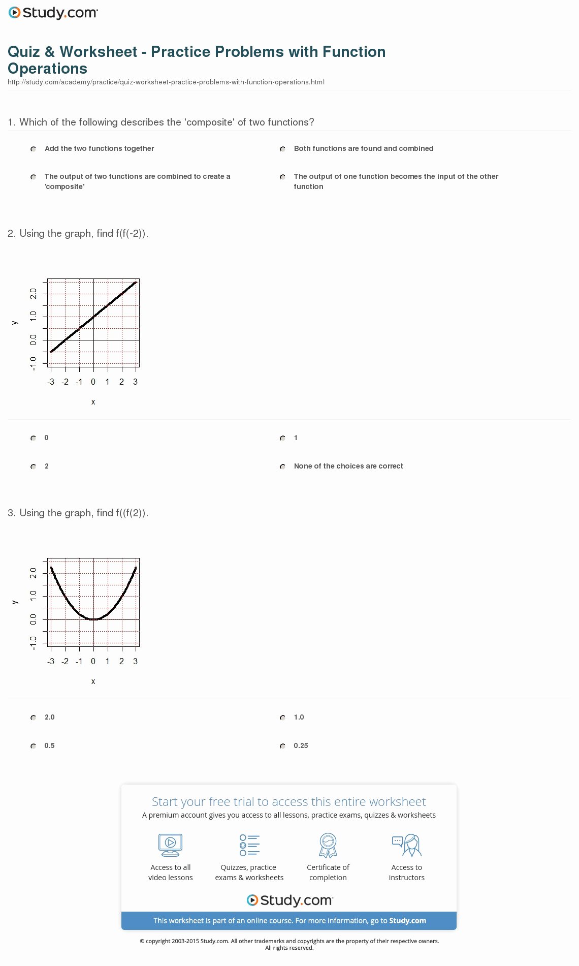 Composite Function Worksheet Answers Awesome Quiz &amp; Worksheet Practice Problems with Function