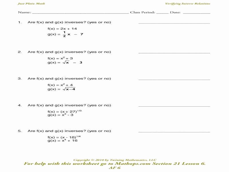 Composite Functions Worksheet Answers