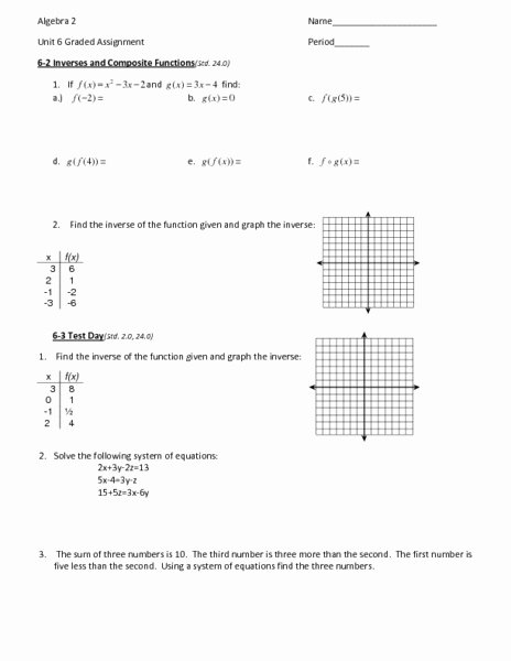 Composite Function Worksheet Answers Best Of Inverses and Posite Functions Worksheet for 11th