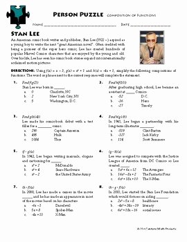 Composite Function Worksheet Answers New Person Puzzle Position Of Functions Stan Lee