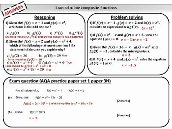 Composite Function Worksheet Answers New Posite Functions Mastery Worksheet by Joy S Math