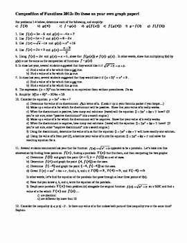 Composite Function Worksheet Answers New Position Of Functions Worksheet with Answer Key