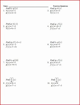 Composite Function Worksheet Answers Unique Worksheet Operations with Functions Livinghealthybulletin