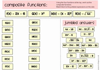 Composition Of Functions Worksheet Awesome Posite Functions by Nicola Waddilove