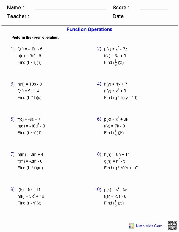 Composition Of Functions Worksheet Best Of Function Position Worksheet
