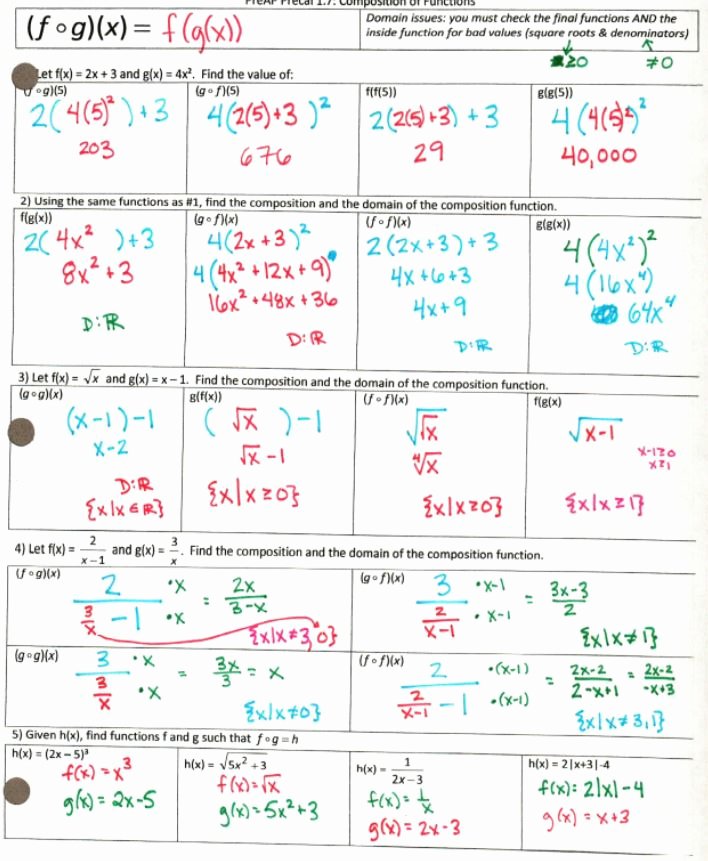 50 Composition Of Functions Worksheet