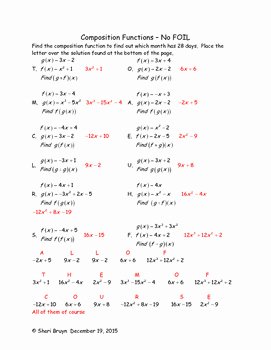 Composition Of Functions Worksheet Lovely Position Functions No Foil by We Re Bruyn Math