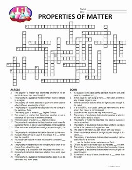 Composition Of Matter Worksheet Answers Best Of Properties Of Matter Crossword Editable by Tangstar