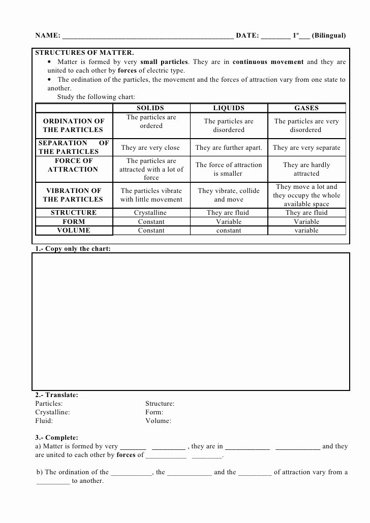 Composition Of Matter Worksheet Answers