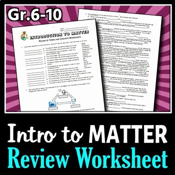 Composition Of Matter Worksheet Answers Luxury Introduction to Matter Review Worksheets Editable by