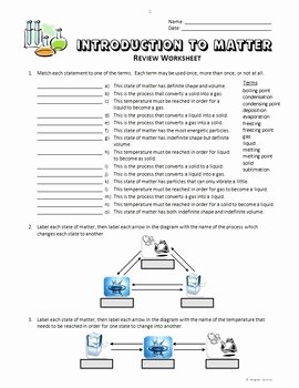 Composition Of Matter Worksheet Answers Unique Introduction to Matter Review Worksheets Editable by