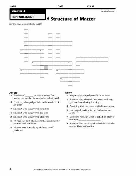 Composition Of Matter Worksheet Fresh Structure Of Matter Worksheet for 8th 9th Grade