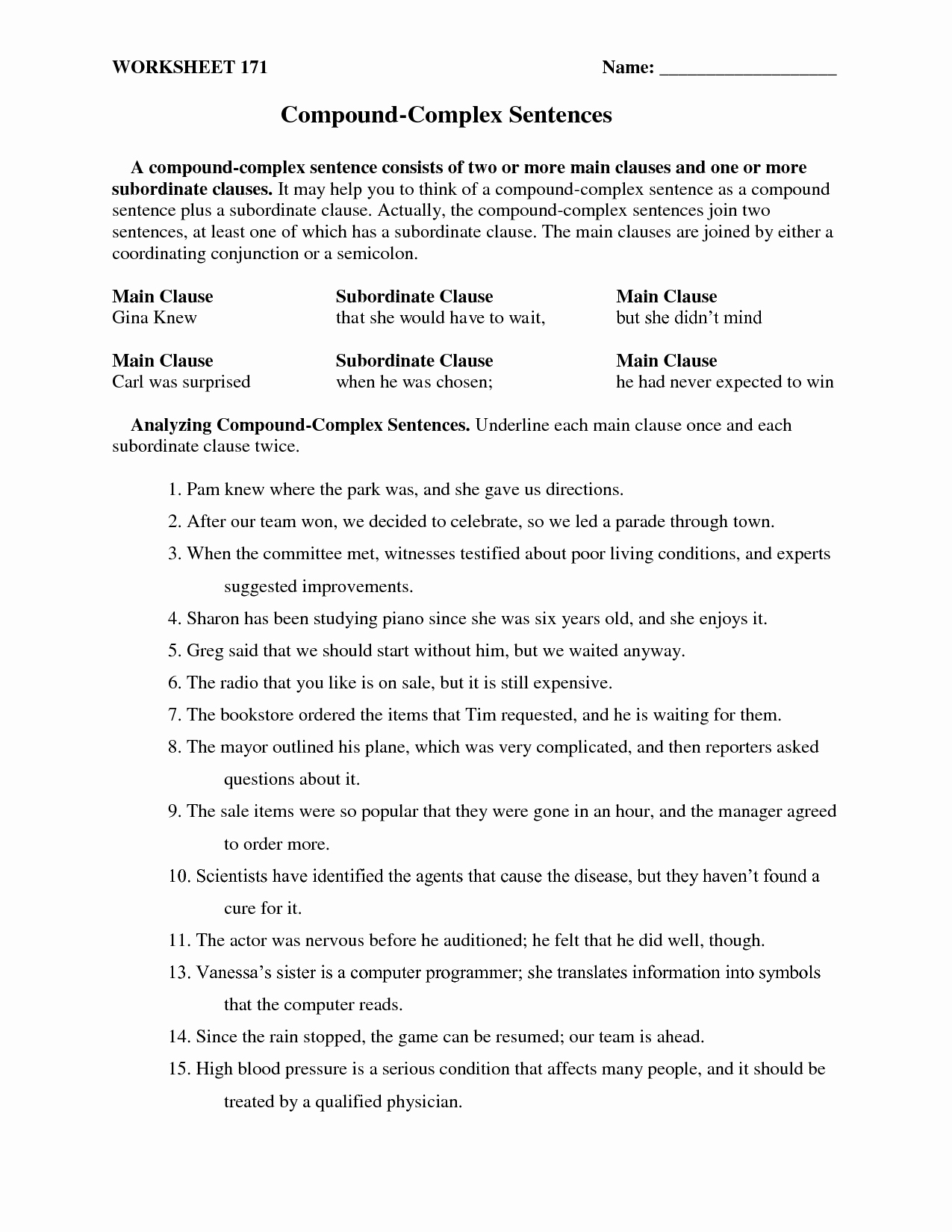 Compound and Complex Sentences Worksheet Awesome 13 Best Of Worksheets Pound Sentences Pound