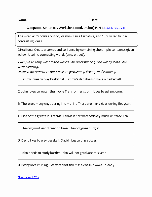 Compound Complex Sentences Worksheet Beautiful Pound Sentences Worksheet Ela Literacy L 7 1b Language
