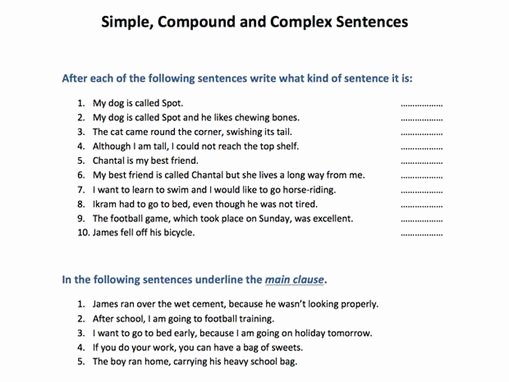 simple pound and plex sentences