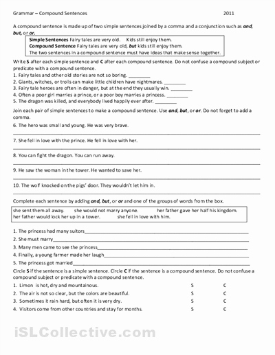 Compound Complex Sentences Worksheet Unique 16 Best Of Create A Sentence Worksheets Printable