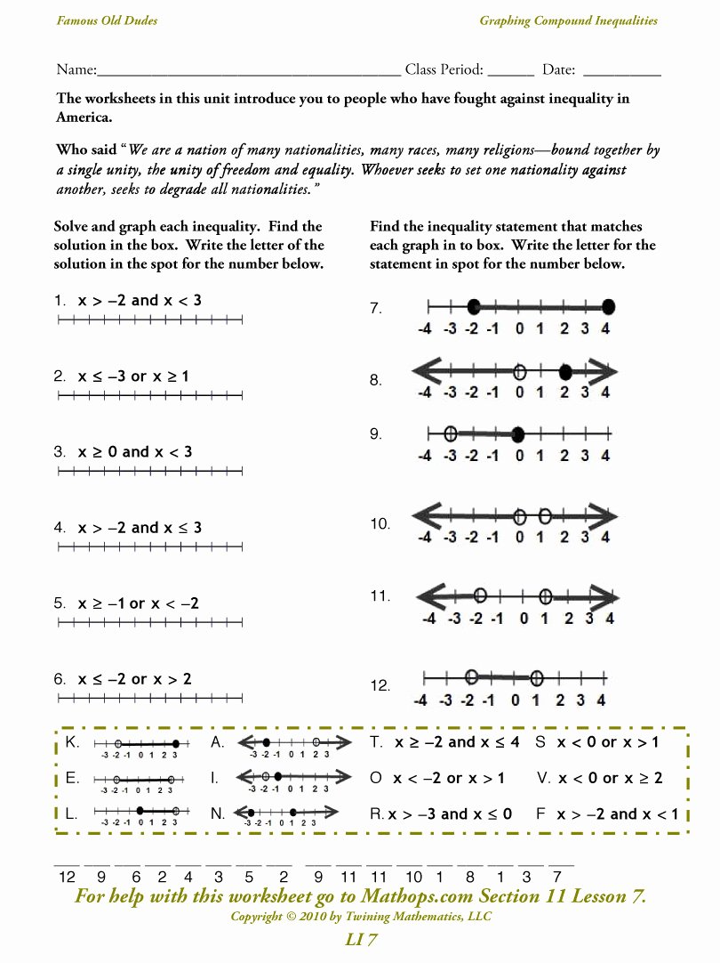 Compound Inequalities Worksheet Answers Awesome Li 7 Graphs Of Pound Inequalities Mathops