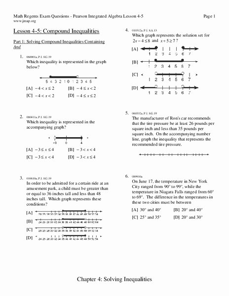 Compound Inequalities Worksheet Answers New Pound Inequalities Worksheet for 11th Grade