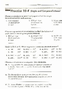 Compound Interest Worksheet Answers Best Of Simple and Pound Interest Worksheet for 7th Grade