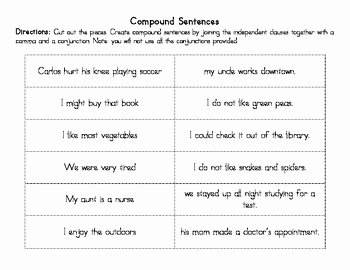 Compound Sentences Worksheet Pdf Lovely Pound Sentences Cut and Paste by Bigredapple