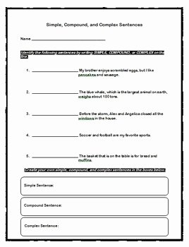 Compound Sentences Worksheet Pdf New Simple and Pound Sentences Worksheets by Rib It
