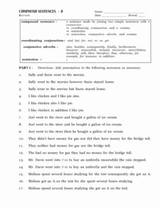 Compound Sentences Worksheet Pdf Unique Pound Sentences Review 8th 10th Grade Worksheet