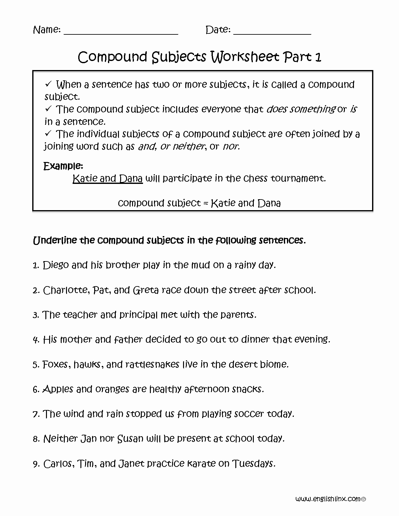 Compound Sentences Worksheet with Answers Awesome Pound Subject Worksheet Part 1