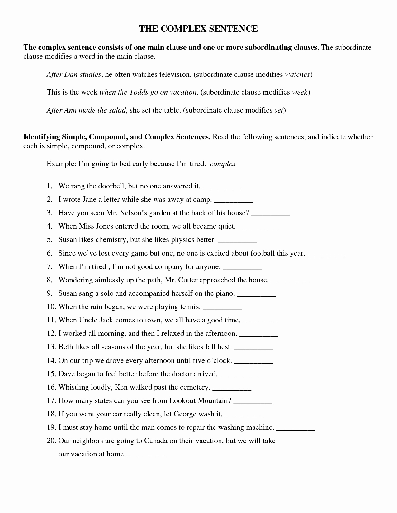 Compound Sentences Worksheet with Answers Beautiful Pound Plex Sentences Worksheet with Answer Key the