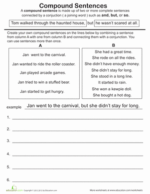 Compound Sentences Worksheet with Answers Lovely Great Grammar Pound Sentences Worksheet